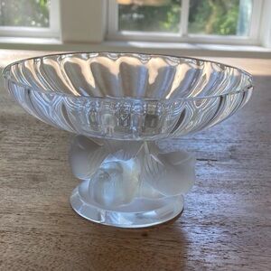 Lalique Crystal Bowl with Frosted Bird Design